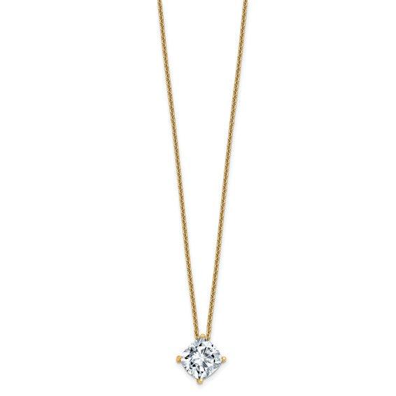 14k Cushion Moissanite Solitaire Pendant Necklace