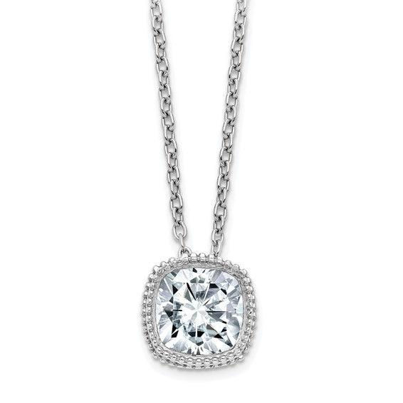 14k Cushion Moissanite Millgrain Bezel Solitaire Pendant