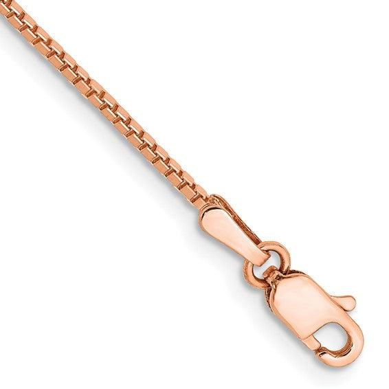 14k Rose Gold 1.1mm Box Bracelet