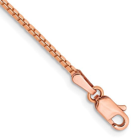 14k Rose Gold 1.3mm Box Bracelet