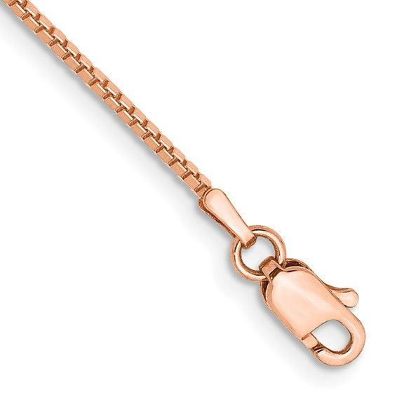 14k Rose Gold 1mm Box Bracelet