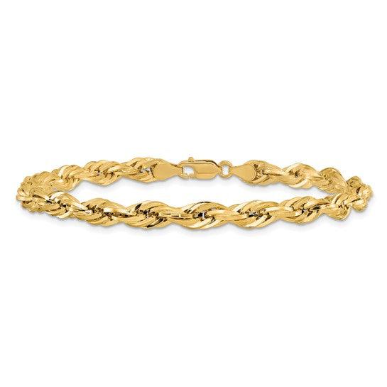 14k 8 Inch 5.4mm Hollow Rope Bracelet