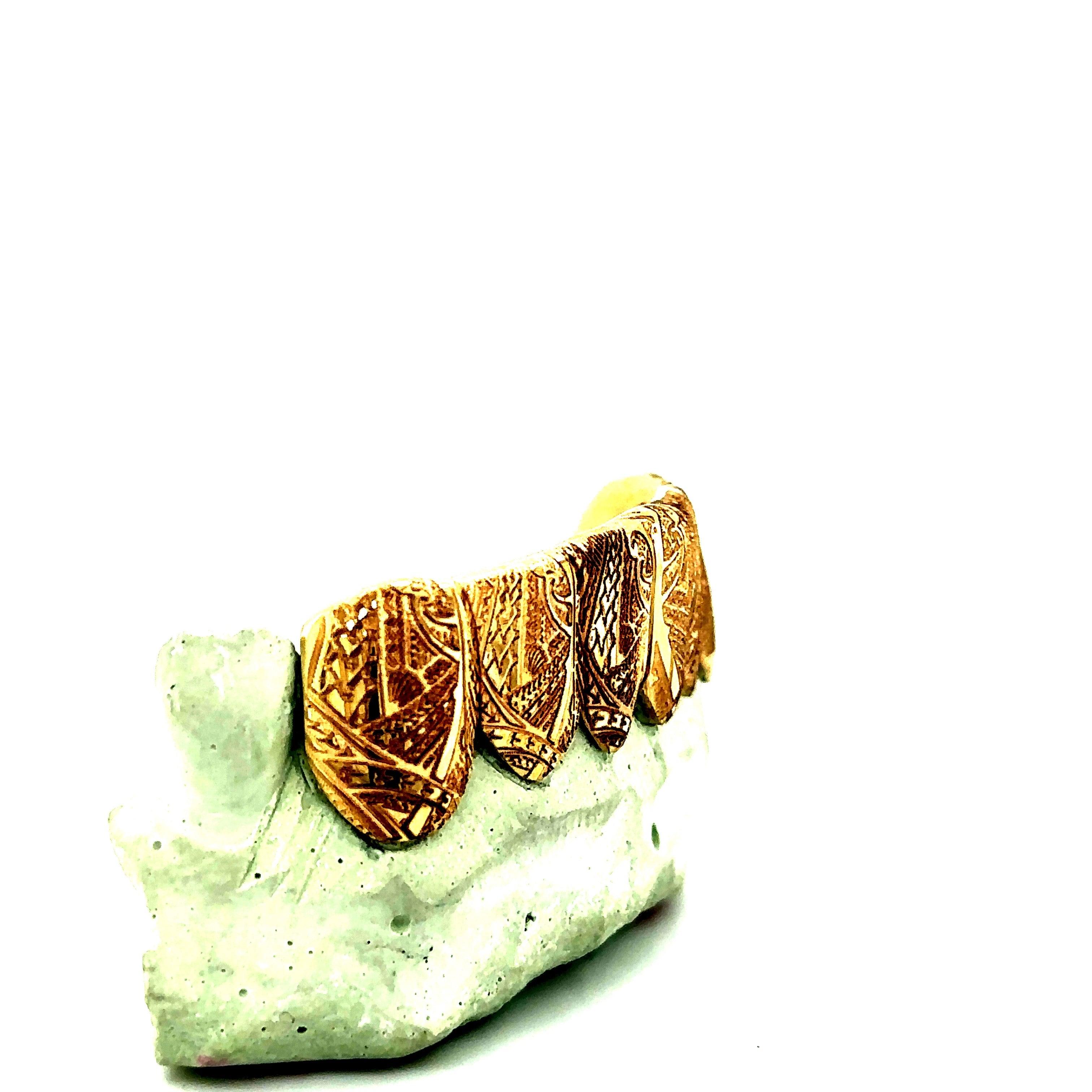 6pc Gold Polynesian Tribal Bottom Grillz