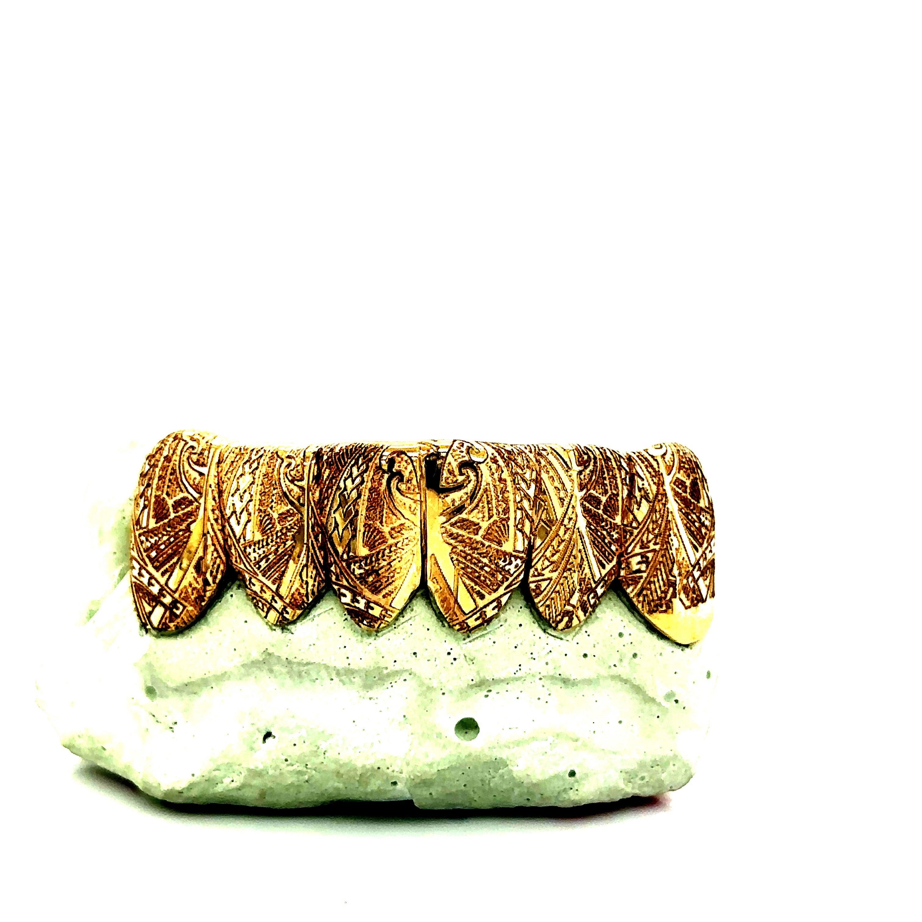 6pc Gold Polynesian Tribal Bottom Grillz