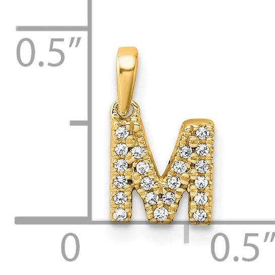 Gold Diamond M Pendant