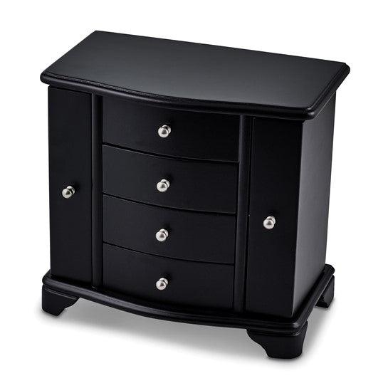 Wooden Java Finish Mirrored Lid Suede Lining Eight Drawer Jewelry Box