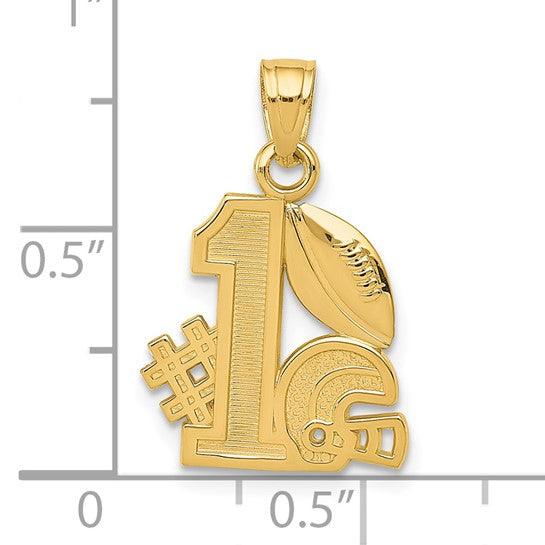 14K #1 Football with Helmet Charm