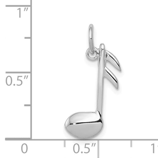 14k White Gold Flat-Backed Musical Note Charm