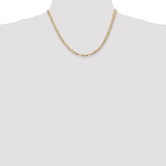 14k 4mm Concave Open Figaro Chain