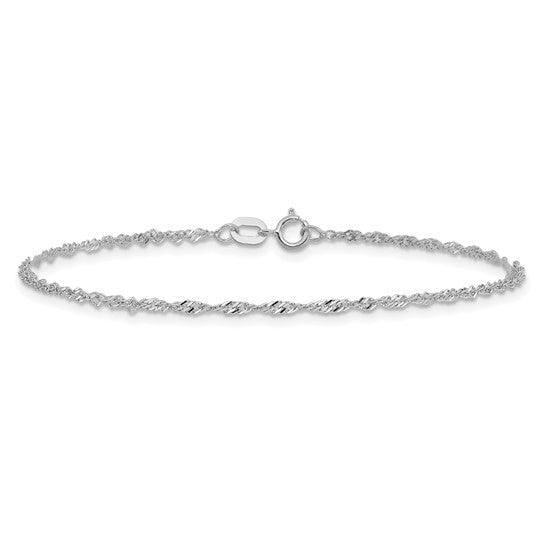 14k White Gold 1.4mm Singapore Bracelet