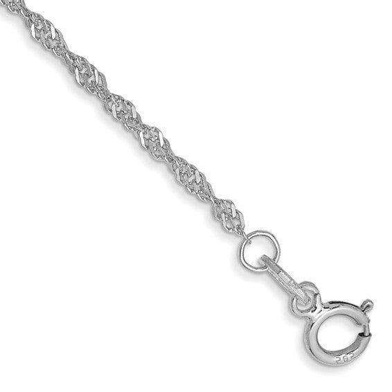 14k White Gold 1.4mm Singapore Bracelet