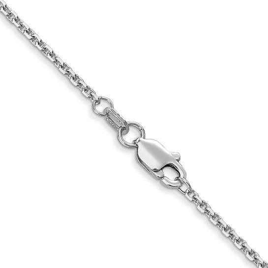 14k White Gold 1.45mm Solid Diamond Cut Cable Chain