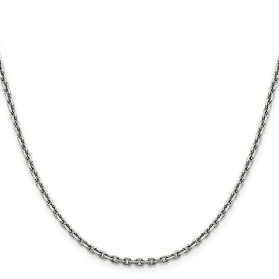 14k White Gold 2.5mm Diamond Cut Cable Chain