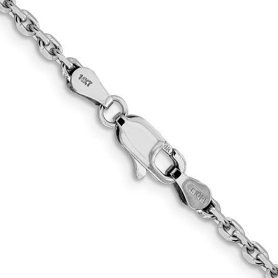 14k White Gold 2.5mm Diamond Cut Cable Chain