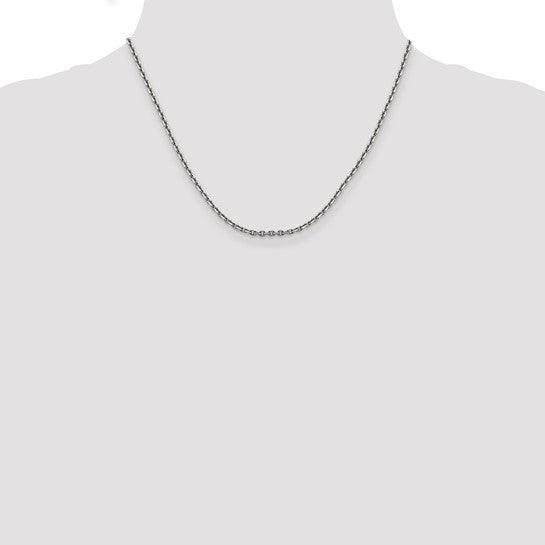 14k White Gold 2.5mm Diamond Cut Cable Chain