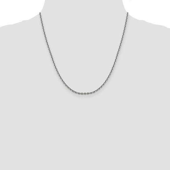 14k White Gold 2.5mm Diamond Cut Cable Chain
