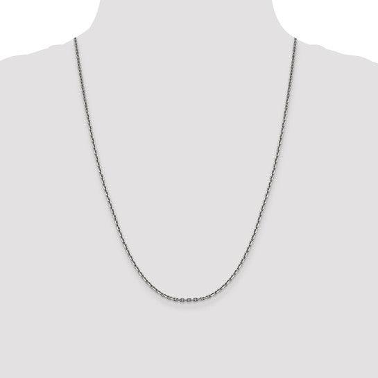 14k White Gold 2.5mm Diamond Cut Cable Chain