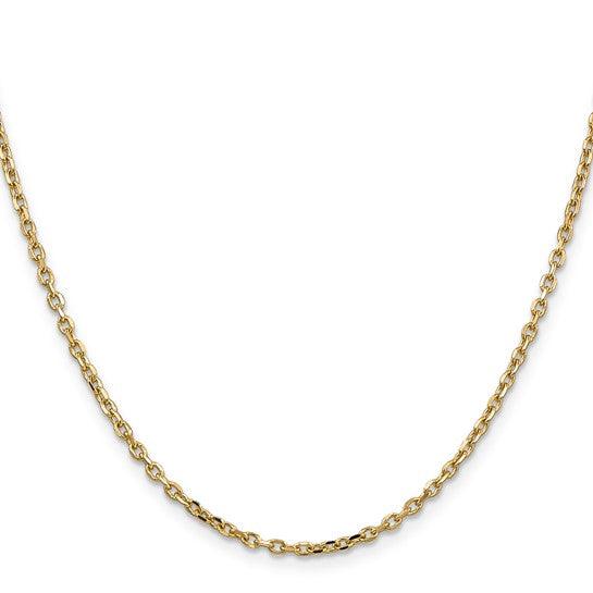 14k 2.2mm Diamond Cut Cable Chain