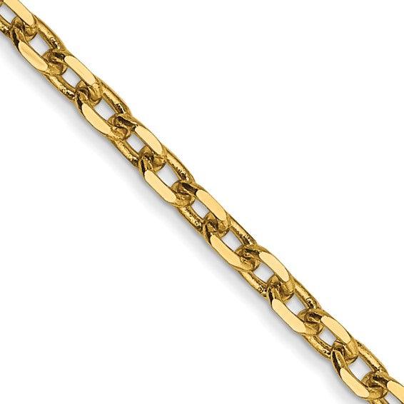 14k 2.2mm Diamond Cut Cable Chain