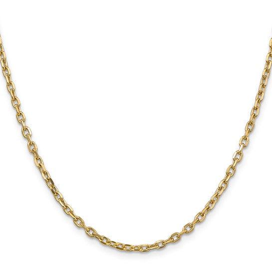 14k 3mm Diamond Cut Round Open Link Cable Chain
