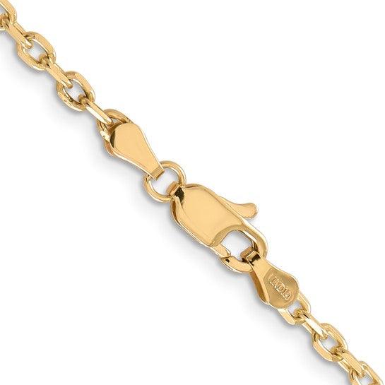 14k 3mm Diamond Cut Round Open Link Cable Chain