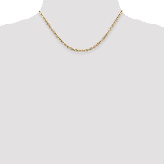 14k 3mm Diamond Cut Round Open Link Cable Chain