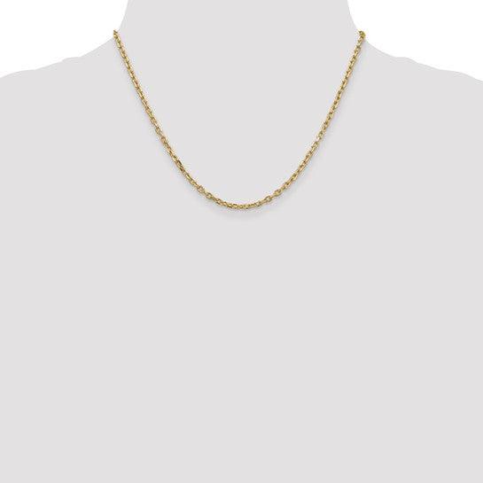 14k 3mm Diamond Cut Round Open Link Cable Chain