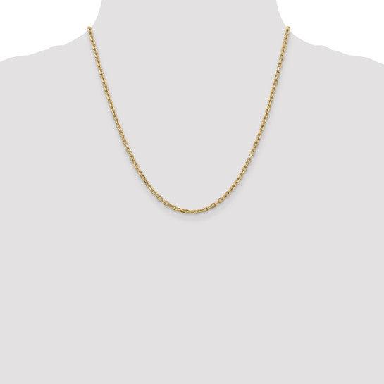 14k 3mm Diamond Cut Round Open Link Cable Chain