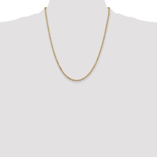 14k 3mm Diamond Cut Round Open Link Cable Chain