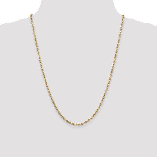 14k 3mm Diamond Cut Round Open Link Cable Chain