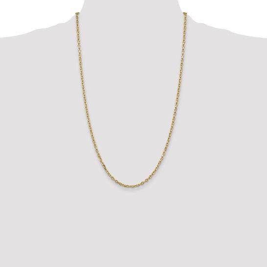 14k 3mm Diamond Cut Round Open Link Cable Chain
