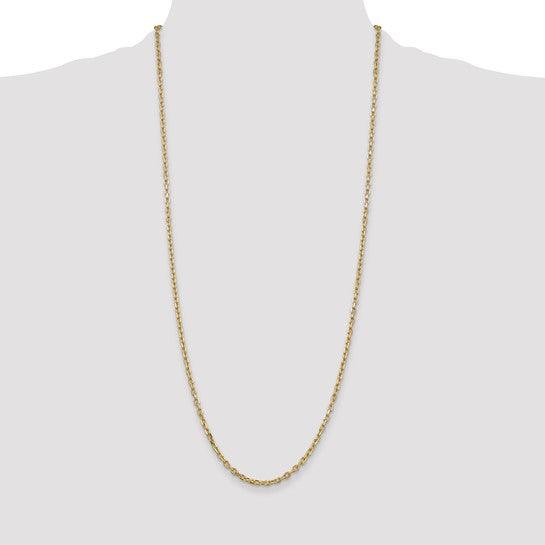 14k 3mm Diamond Cut Round Open Link Cable Chain