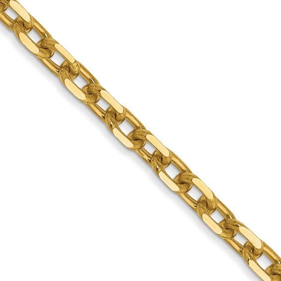 14k 3mm Diamond Cut Round Open Link Cable Chain