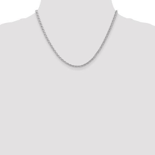 14k White Gold 3mm Parisian Wheat Chain