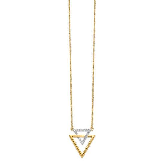 14k Polished Double Triangle Diamond 18in Necklace