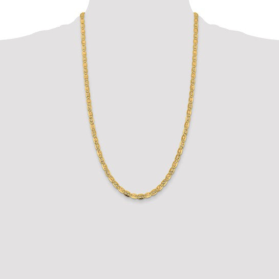 14k 4.65mm Tri-color Pave Valentino Chain