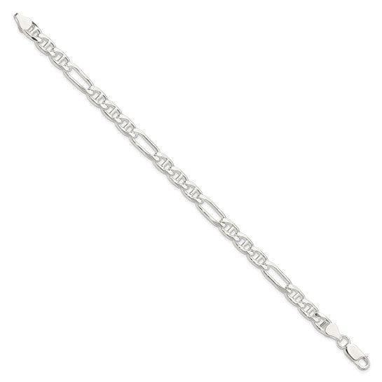 Sterling Silver 6.5mm Figaro Anchor Bracelet
