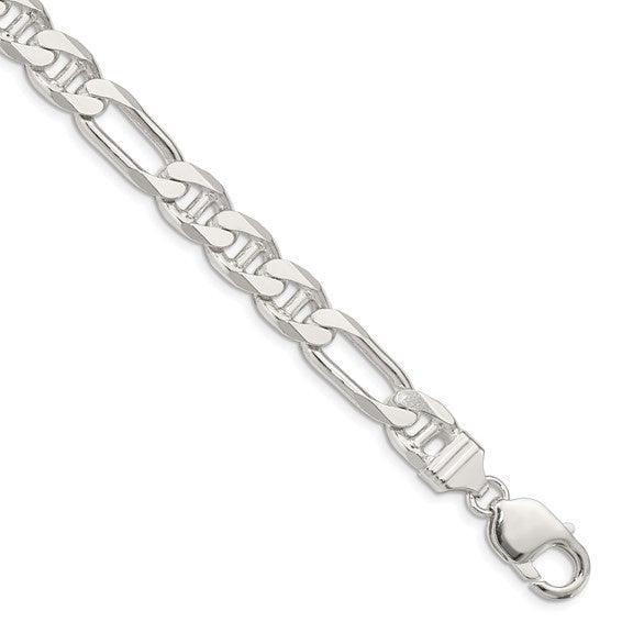 Sterling Silver 8.75mm Figaro Anchor Bracelet
