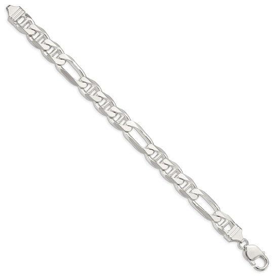 Sterling Silver 10.65mm Figaro Anchor Bracelet