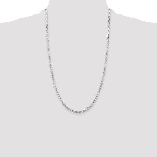 Sterling Silver 3.5mm Diamond Cut Open Link Cable Chain