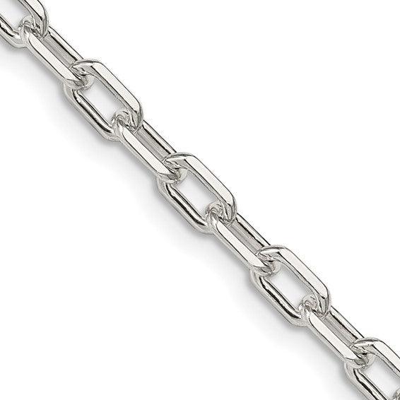 Sterling Silver 4.3mm Diamond-Cut Long Link Cable Chain