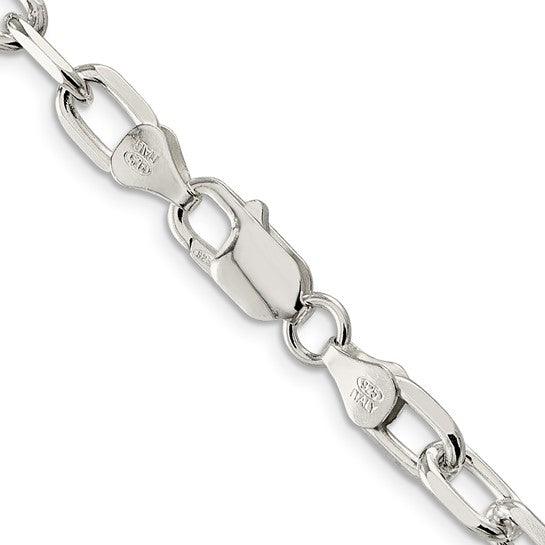 Sterling Silver 6.5mm Fancy Diamond Cut Long Link Cable Chain
