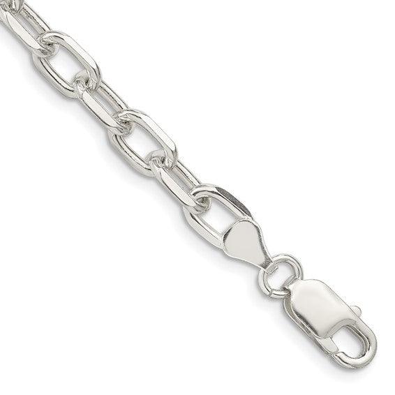 Sterling Silver 6.5mm Fancy Diamond-cut Long Link Cable Bracelet
