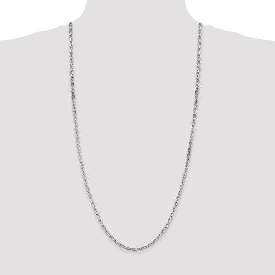 Sterling Silver 3.95mm Beveled Oval Cable Chain