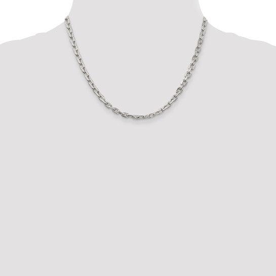 Sterling Silver 4.90mm Beveled Oval Cable Chain