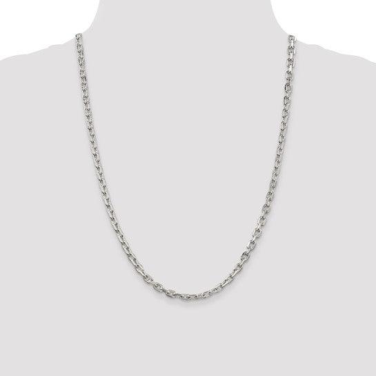 Sterling Silver 4.90mm Beveled Oval Cable Chain