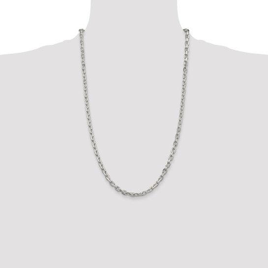 Sterling Silver 4.90mm Beveled Oval Cable Chain