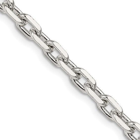 Sterling Silver 4.90mm Beveled Oval Cable Chain