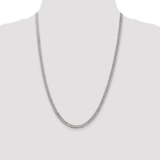 Sterling Silver 4.5mm Pave Curb Chain