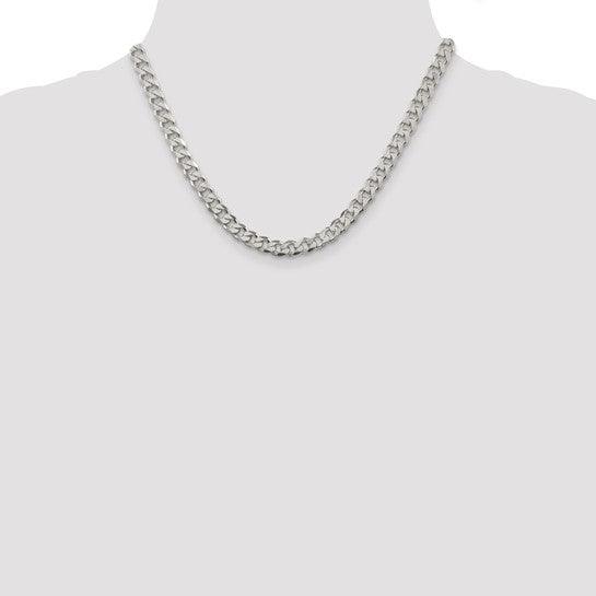 Sterling Silver 7mm Pave Curb Chain